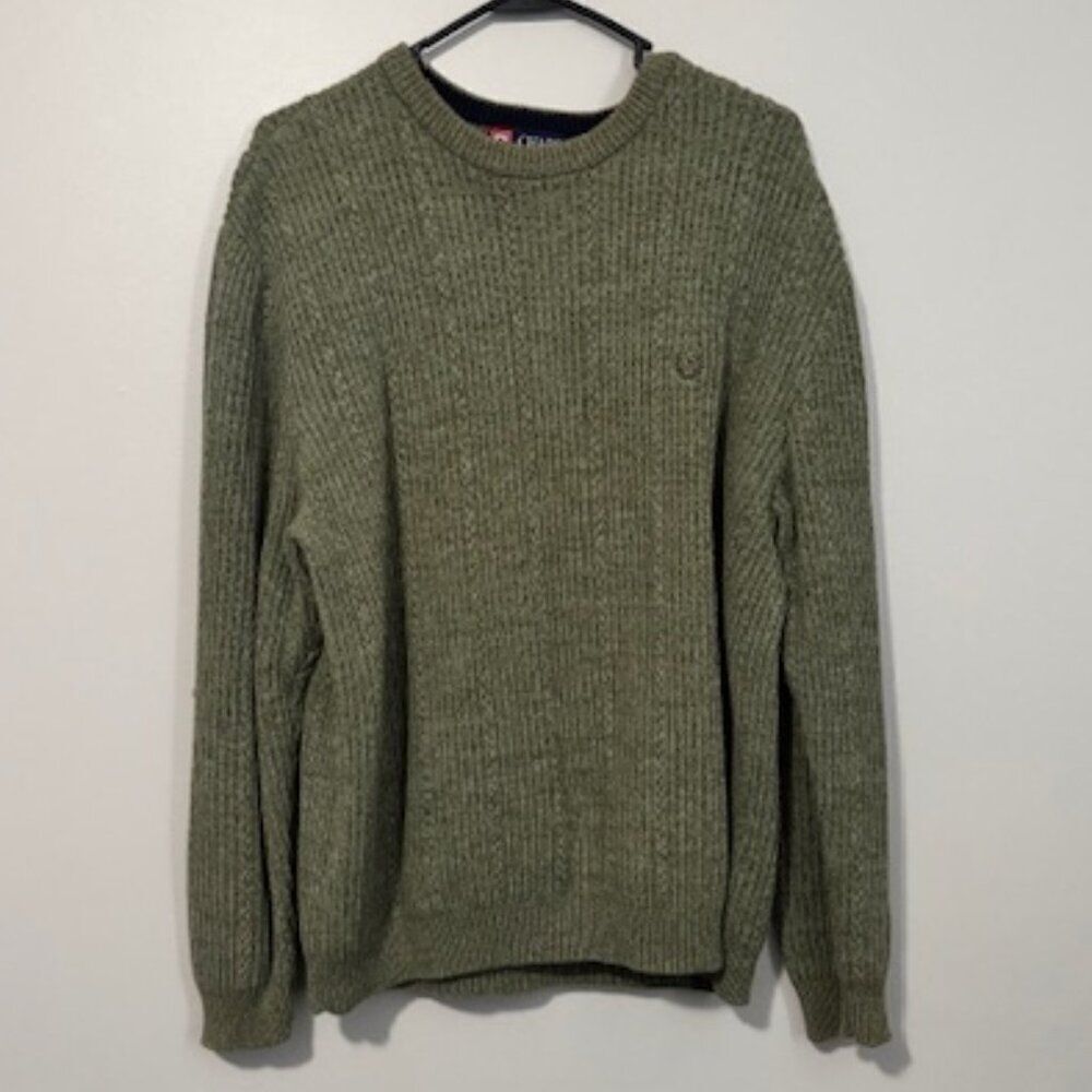 USED Men's Chaps Long Sleeve Crew Neck Sweater Color Green Size Large